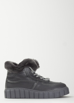 Женские ботинки на меху Gioseppo темно-серого цвета, фото